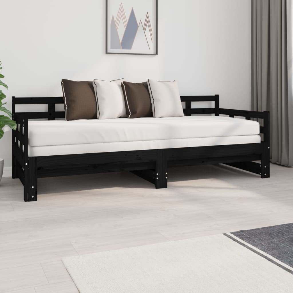 Sohvasänky ulosvedettävä musta täysi mänty 2x (80x200) cm - Sisustajankoti.fi