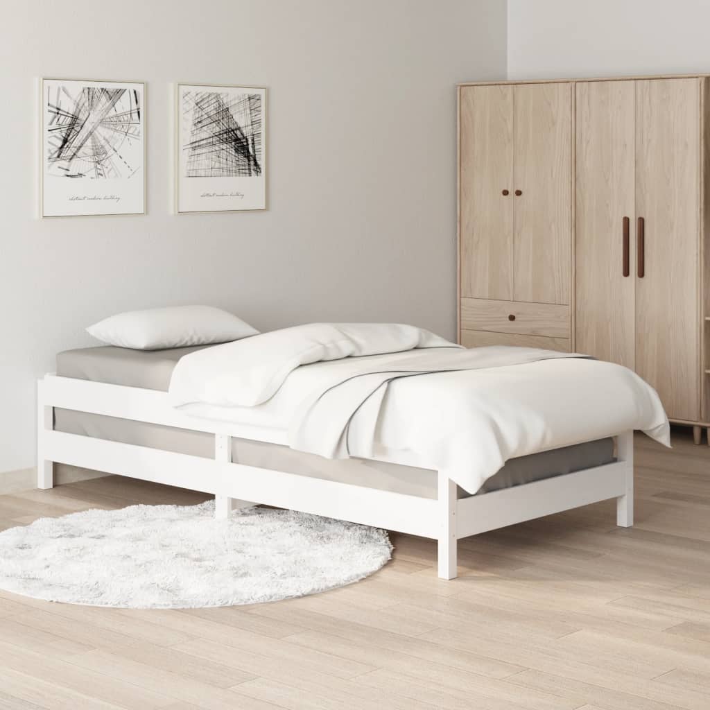 Pinottava sänky valkoinen 90x190 cm täysi mänty - Sisustajankoti.fi