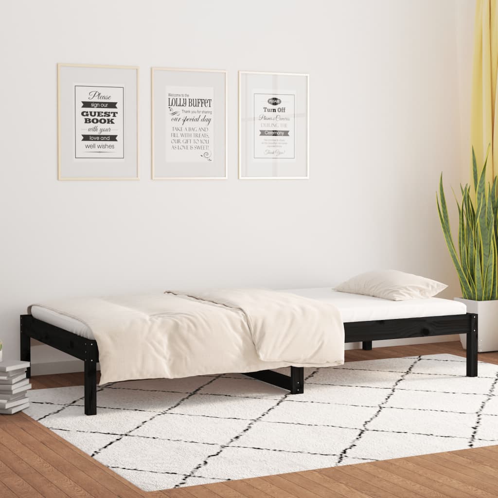 Sohvasänky musta 90x200 cm täysi mänty - Sisustajankoti.fi