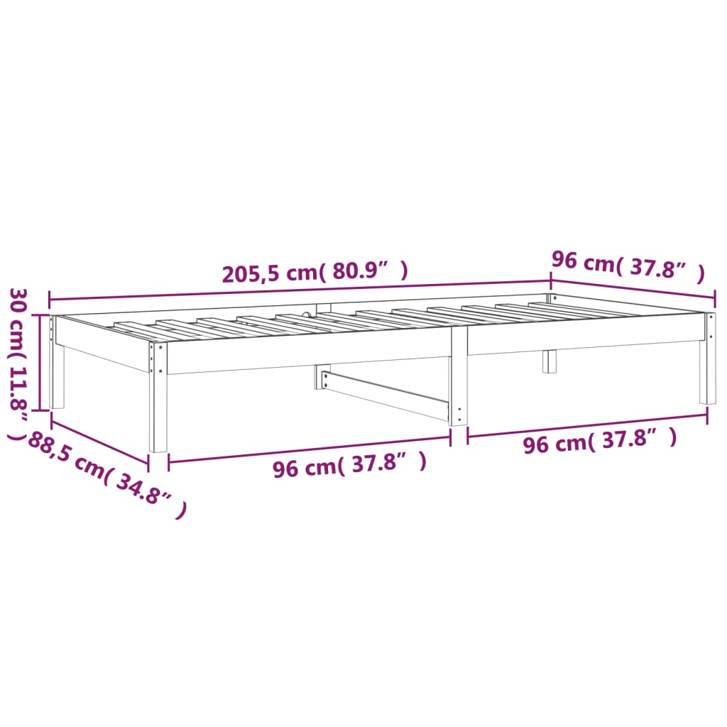 Sohvasänky musta 90x200 cm täysi mänty - Sisustajankoti.fi