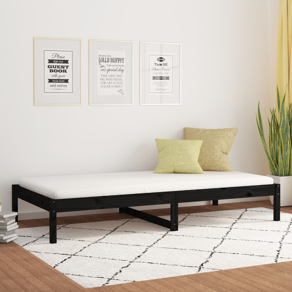 Sohvasänky musta 90x200 cm täysi mänty - Sisustajankoti.fi