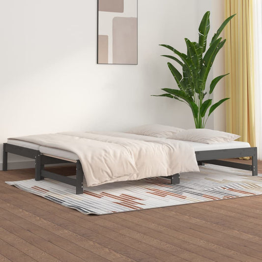 Sohvasänky ulosvedettävä harmaa 2x (90x200) cm täysi mänty - Sisustajankoti.fi