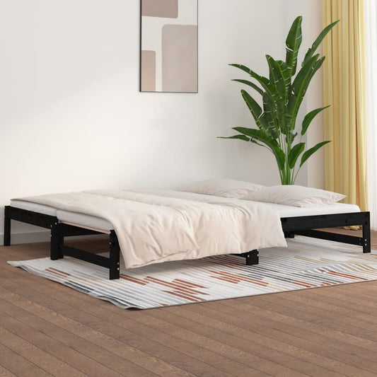 Sohvasänky ulosvedettävä musta 2x (90x200) cm täysi mänty - Sisustajankoti.fi