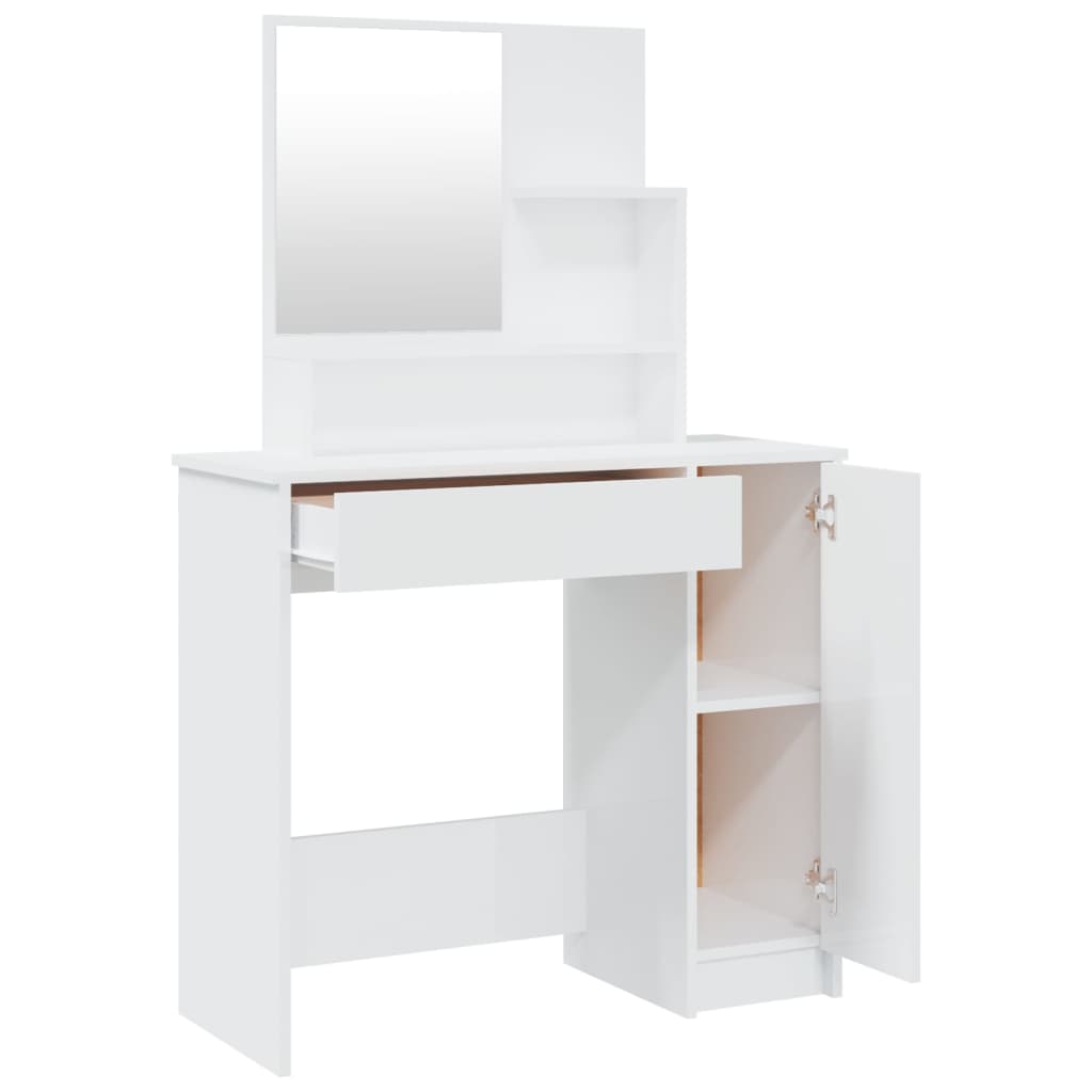 Peilipöytä korkeakiilto valkoinen 86,5x35x136 cm - Sisustajankoti.fi