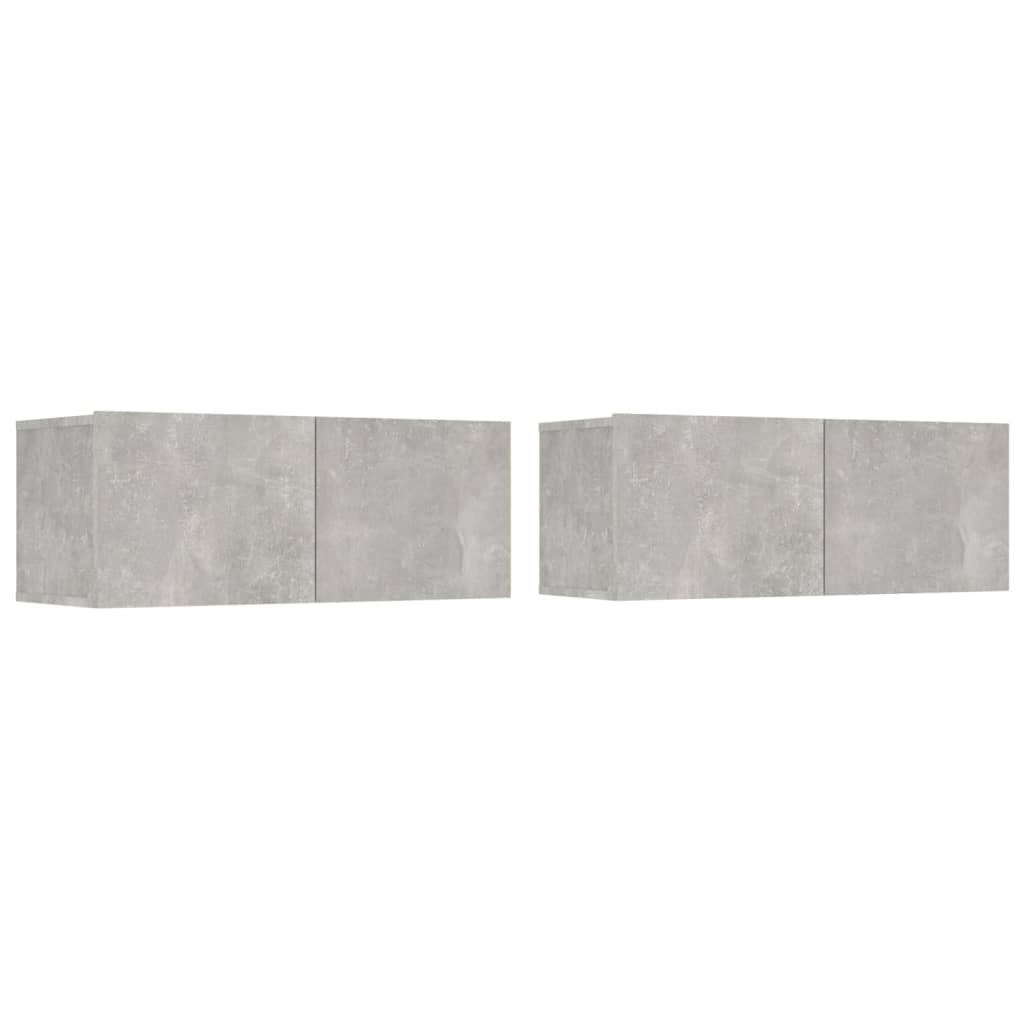 TV-tasot 2 kpl betoninharmaa 80x30x30 cm tekninen puu - Sisustajankoti.fi
