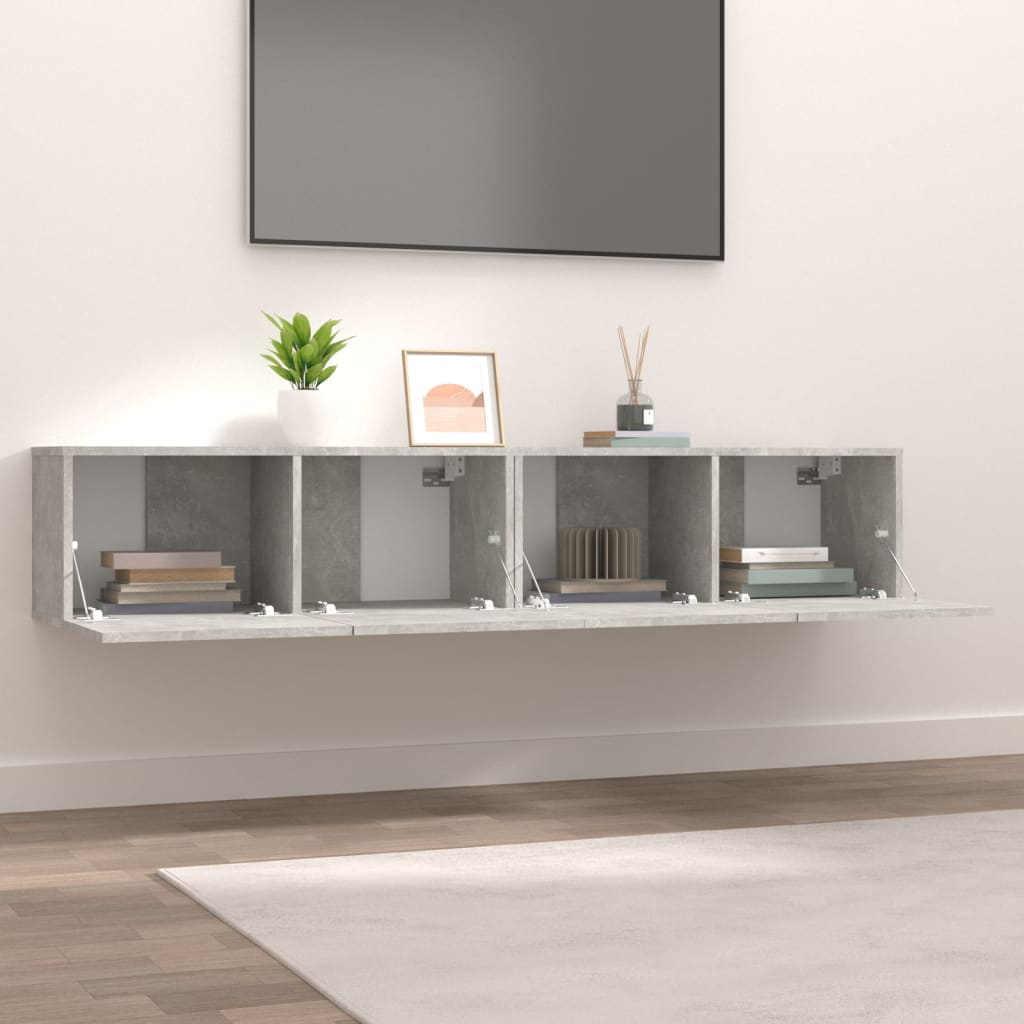 TV-tasot 2 kpl betoninharmaa 80x30x30 cm tekninen puu - Sisustajankoti.fi