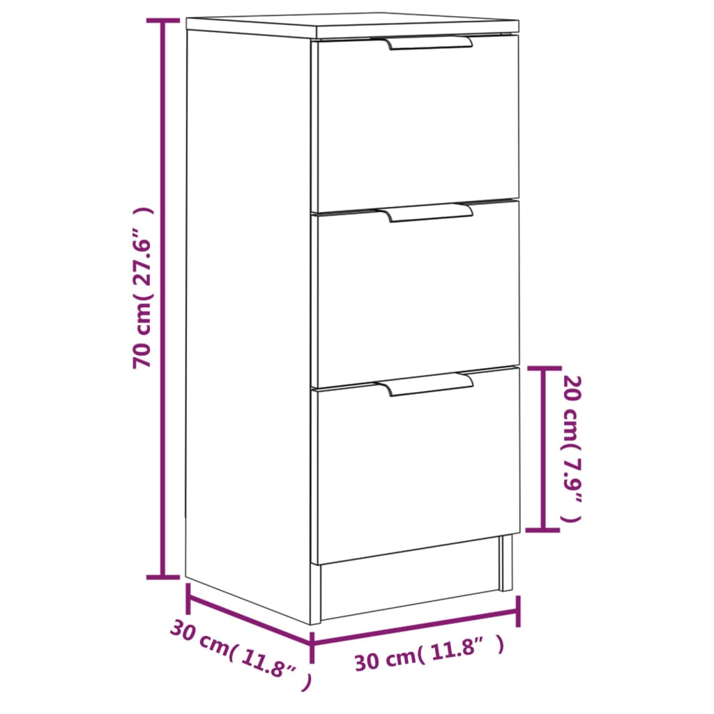 Senkit 2 kpl Sonoma-tammi 30x30x70 cm tekninen puu - Sisustajankoti.fi