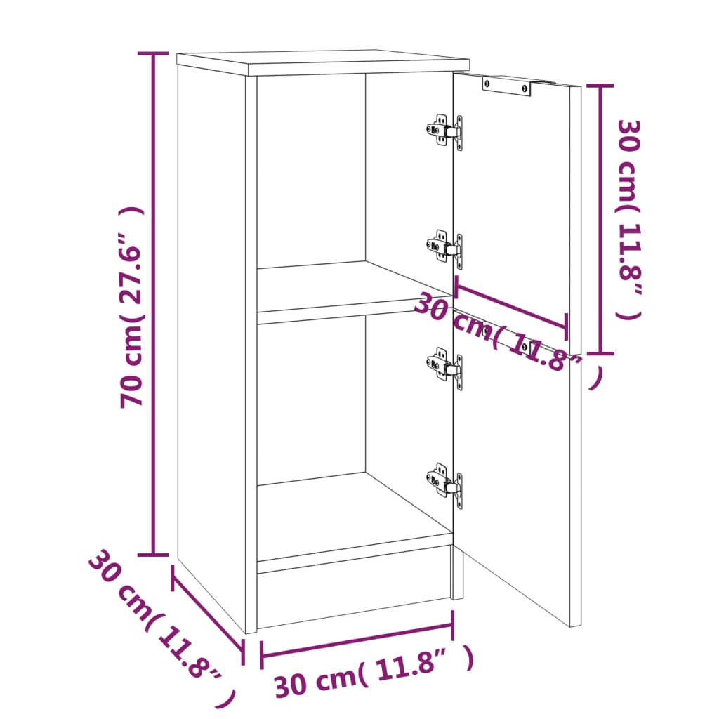 Senkit 2 kpl Sonoma-tammi 30x30x70 cm tekninen puu - Sisustajankoti.fi