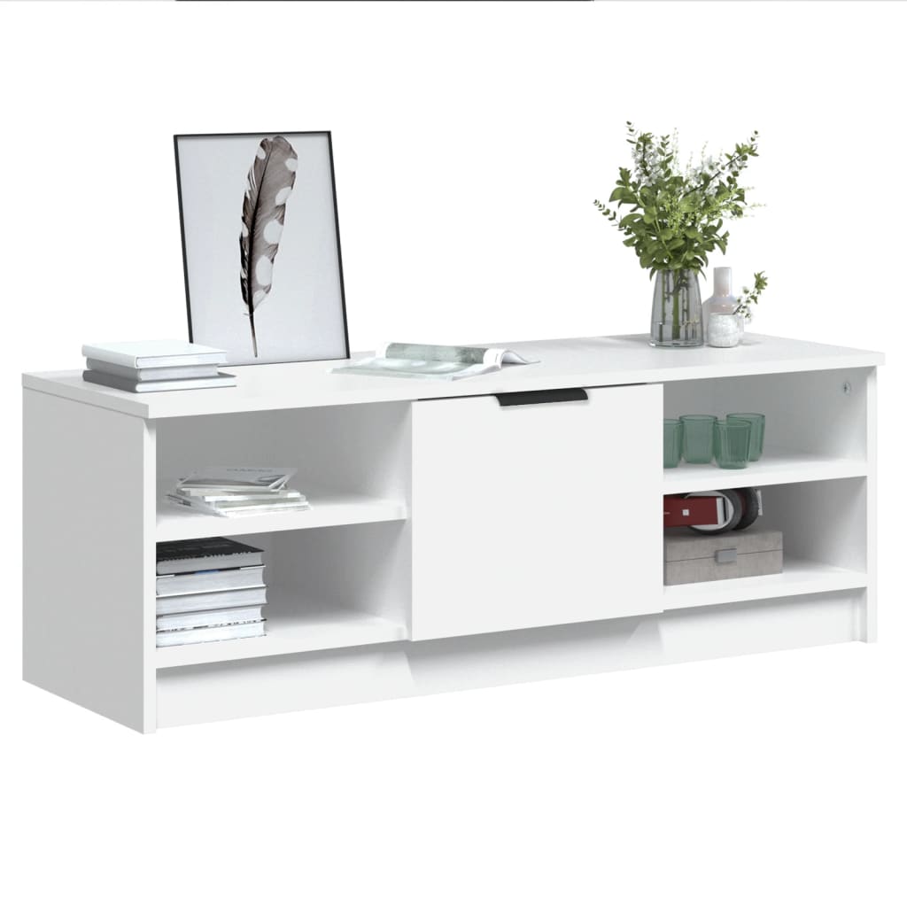 TV-taso valkoinen 102x35,5x36,5 cm tekninen puu - Sisustajankoti.fi