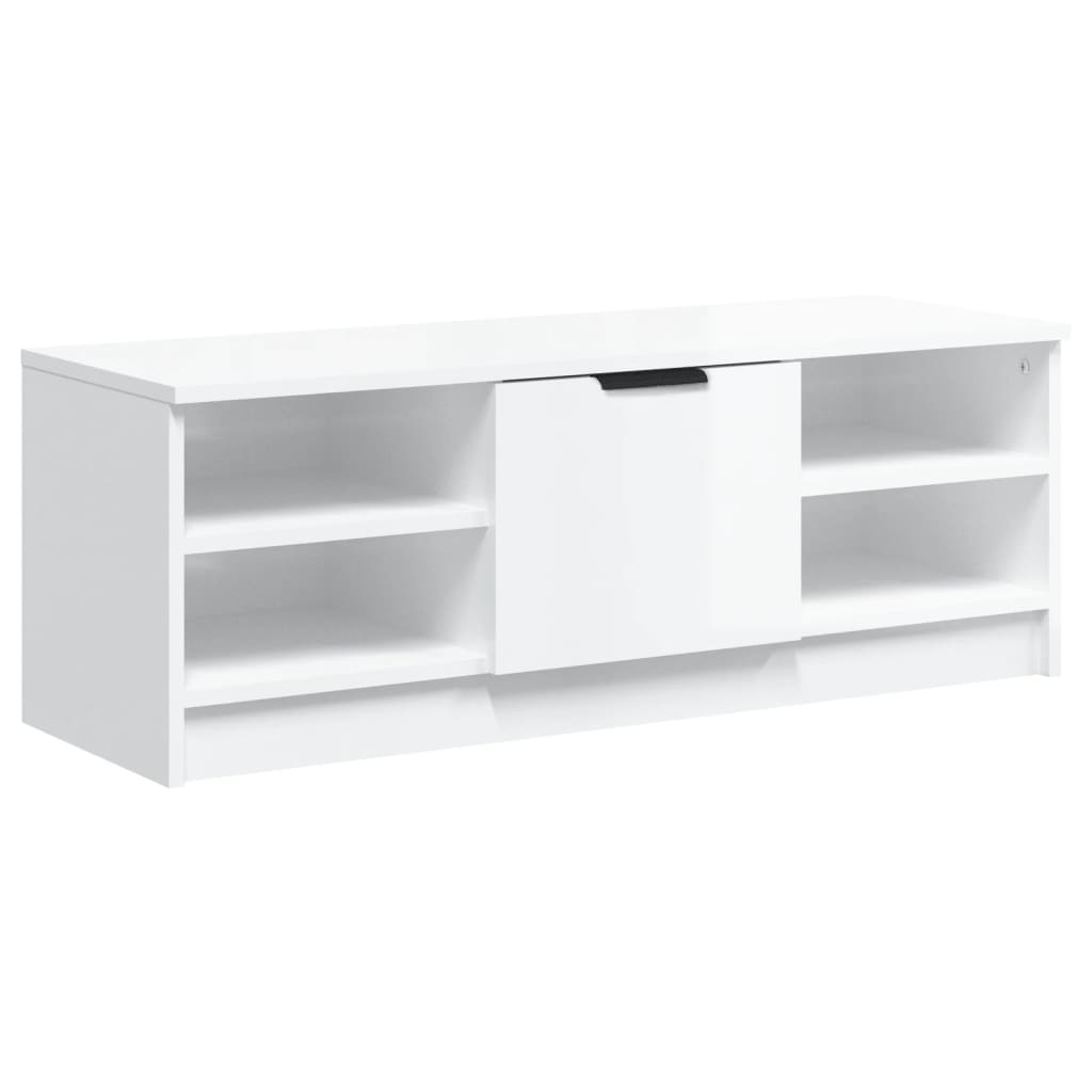 TV-taso korkeakiilto valkoinen 102x35,5x36,5 cm tekninen puu - Sisustajankoti.fi