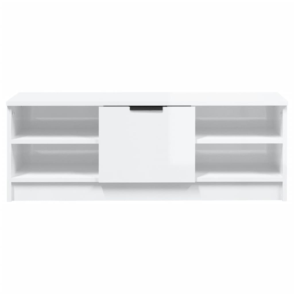 TV-taso korkeakiilto valkoinen 102x35,5x36,5 cm tekninen puu - Sisustajankoti.fi