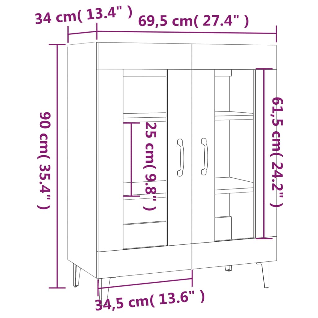 Senkki betoninharmaa 69,5x34x90 cm tekninen puu - Sisustajankoti.fi