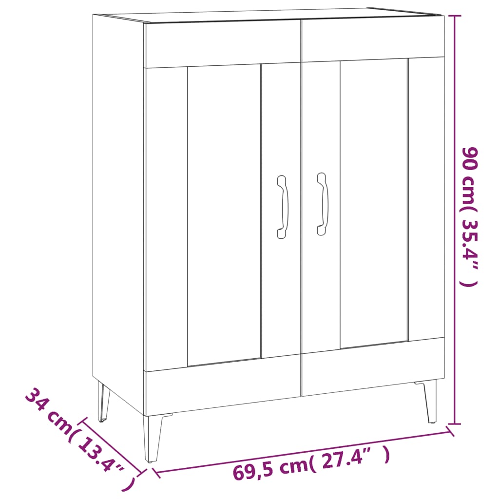 Senkki korkeakiilto valkoinen 69,5x34x90 cm tekninen puu - Sisustajankoti.fi