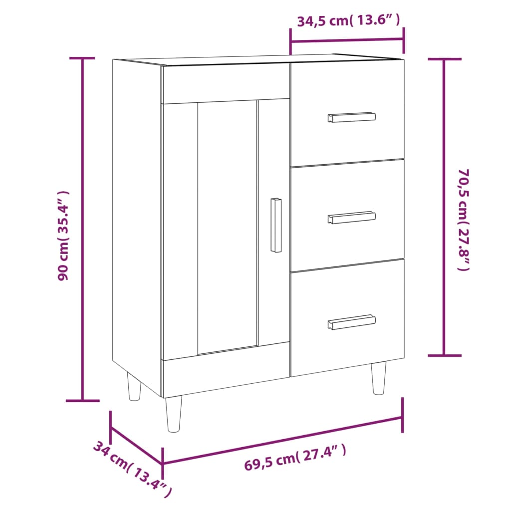 Senkki betoninharmaa 69,5x34x90 cm tekninen puu - Sisustajankoti.fi