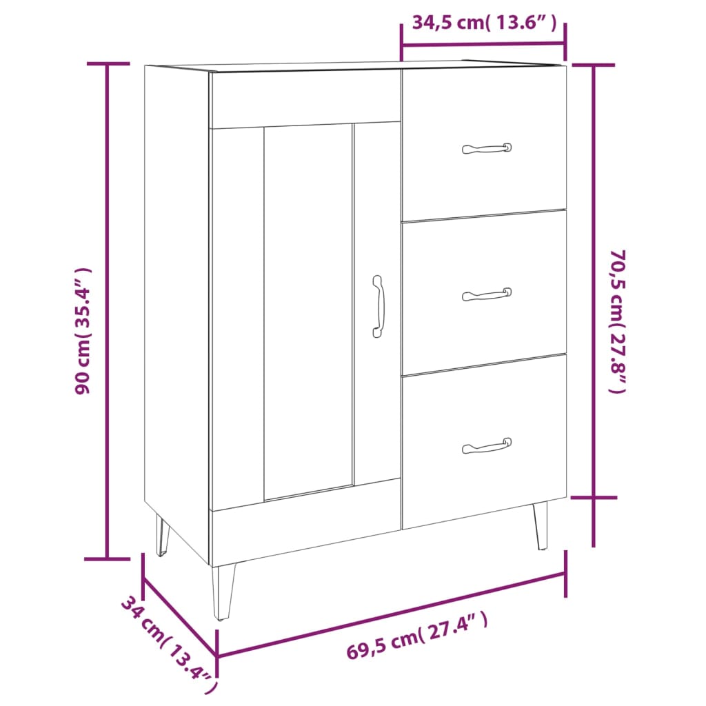 Senkki betoninharmaa 69,5x34x90 cm tekninen puu - Sisustajankoti.fi