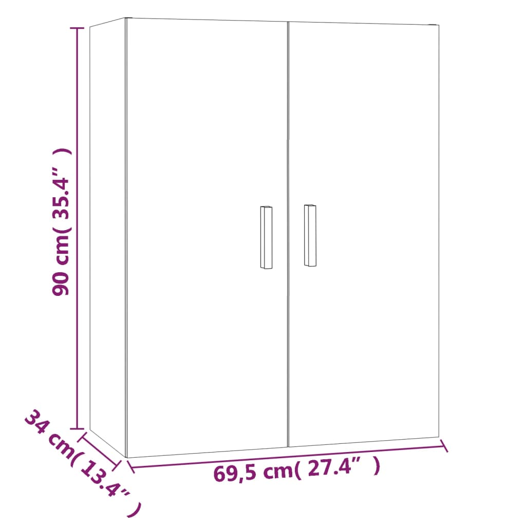 Riippuva seinäkaappi betoninharmaa 69,5x34x90 cm - Sisustajankoti.fi