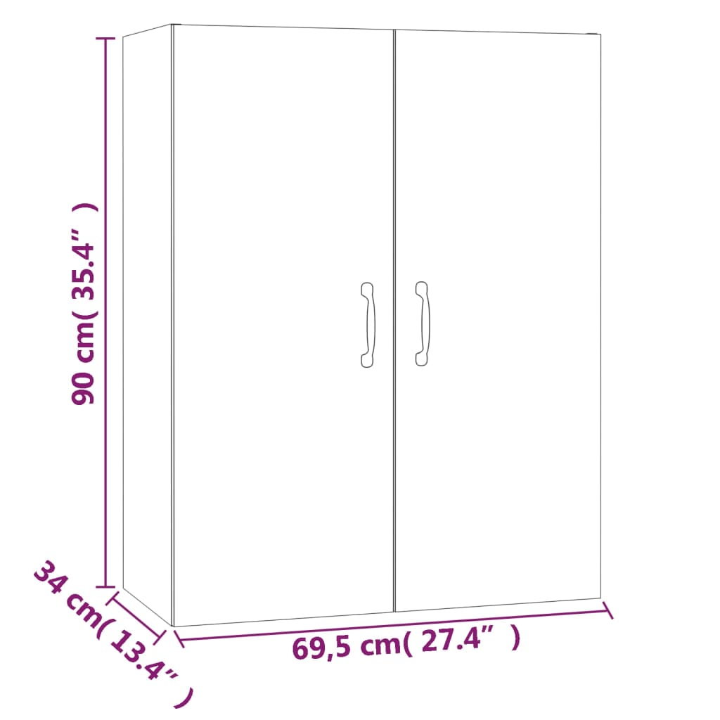 Riippuva kaappi valkoinen 69,5x34x90 cm tekninen puu - Sisustajankoti.fi