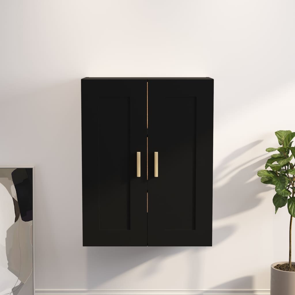 Seinäkaappi musta 69,5x32,5x90 cm tekninen puu - Sisustajankoti.fi