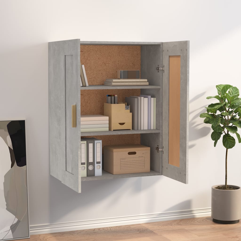Seinäkaappi betoninharmaa 69,5x32,5x90 cm tekninen puu - Sisustajankoti.fi