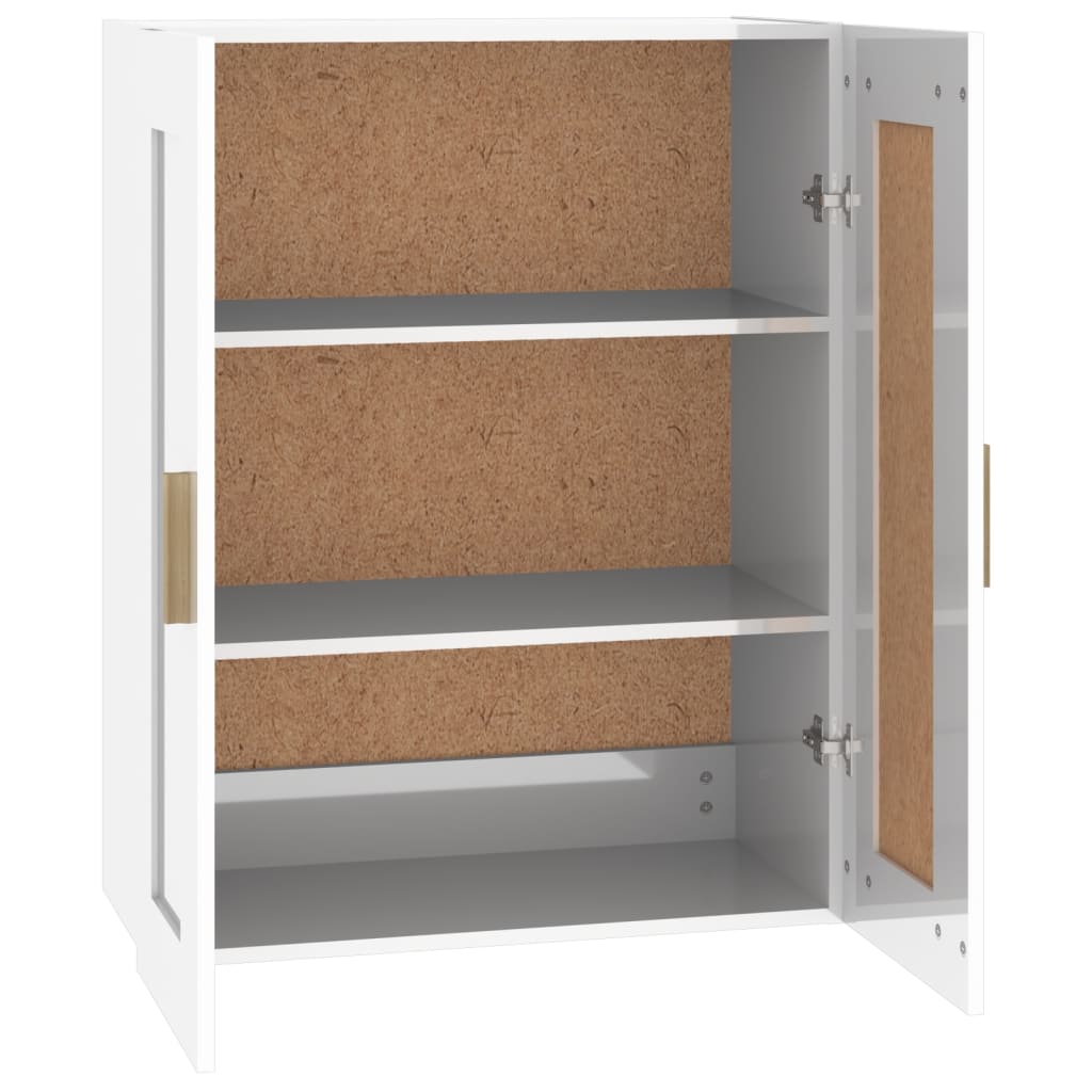 Seinäkaappi korkeakiilto valkoinen 69,5x32,5x90 cm tekninen puu - Sisustajankoti.fi