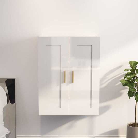 Seinäkaappi korkeakiilto valkoinen 69,5x32,5x90 cm tekninen puu - Sisustajankoti.fi