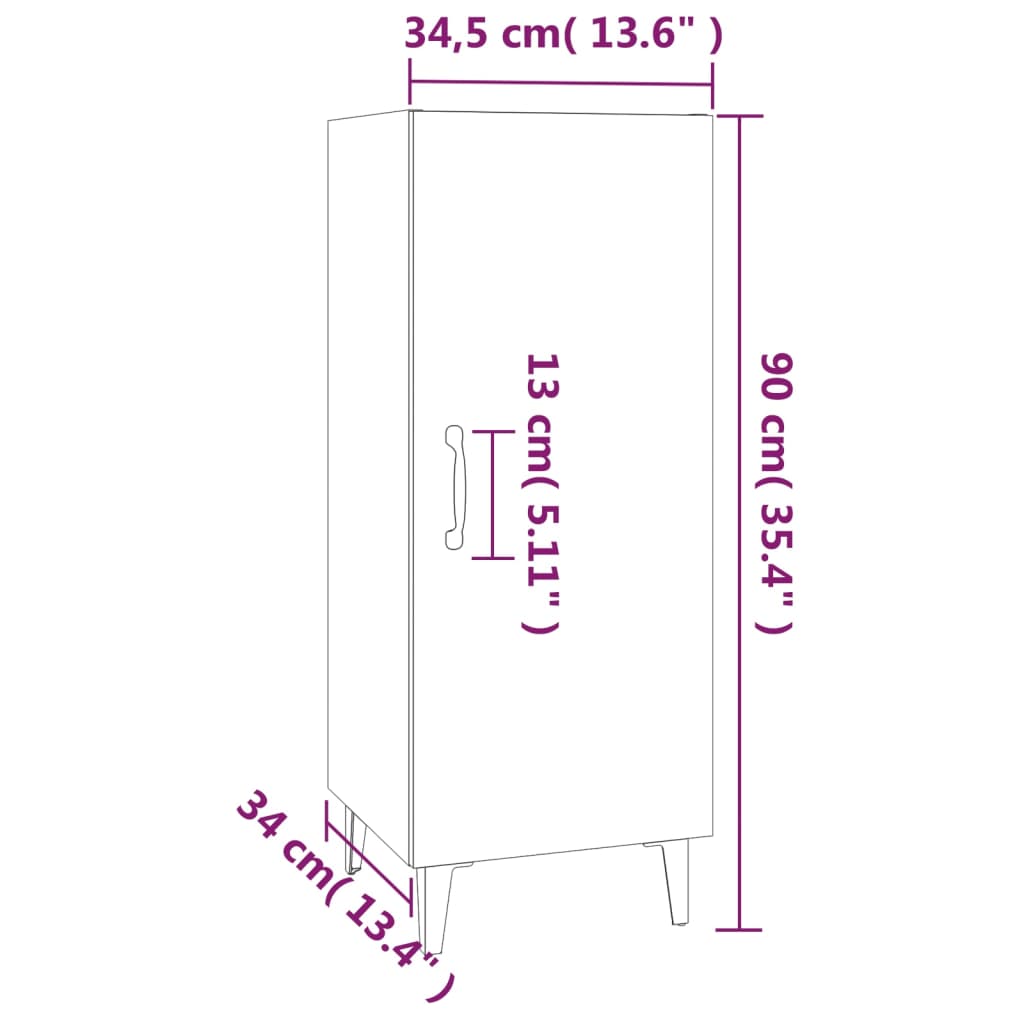 Senkki musta 34,5x34x90 cm tekninen puu - Sisustajankoti.fi