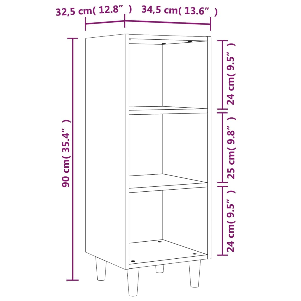 Senkki musta 34,5x32,5x90 cm tekninen puu - Sisustajankoti.fi