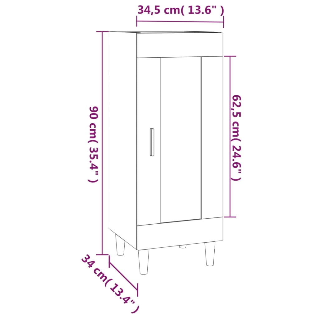 Senkki musta 34,5x34x90 cm tekninen puu - Sisustajankoti.fi