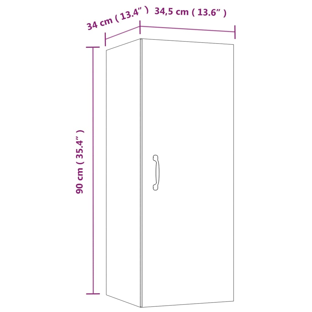 Riippuva seinäkaappi musta 34,5x34x90 cm tekninen puu - Sisustajankoti.fi