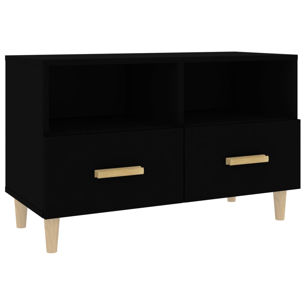 TV-taso musta 80x36x50 cm tekninen puu - Sisustajankoti.fi