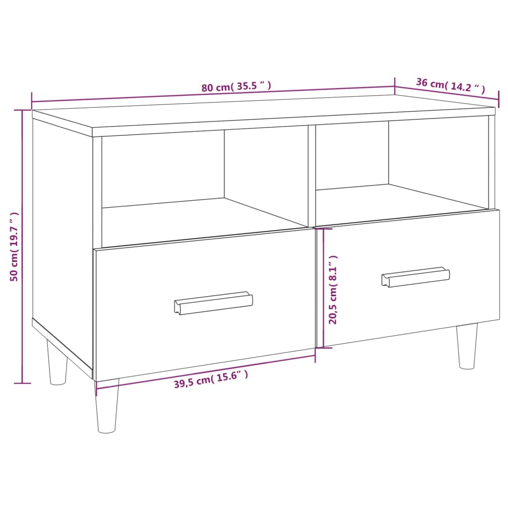 TV-taso musta 80x36x50 cm tekninen puu - Sisustajankoti.fi