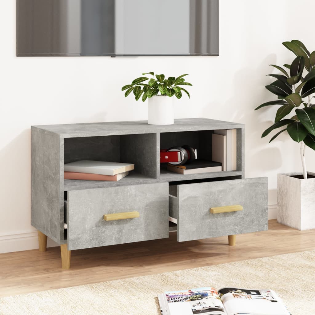 TV-taso betoninharmaa 80x36x50 cm tekninen puu - Sisustajankoti.fi