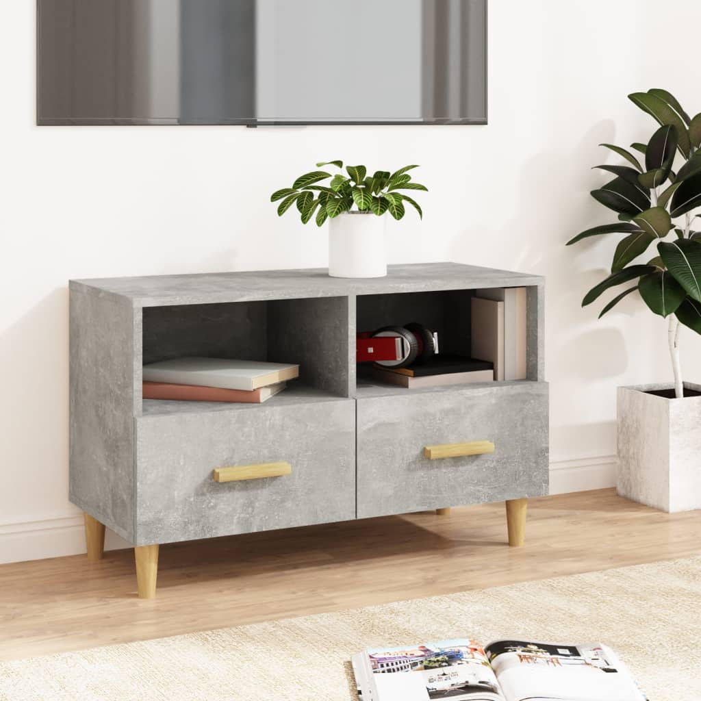 TV-taso betoninharmaa 80x36x50 cm tekninen puu - Sisustajankoti.fi
