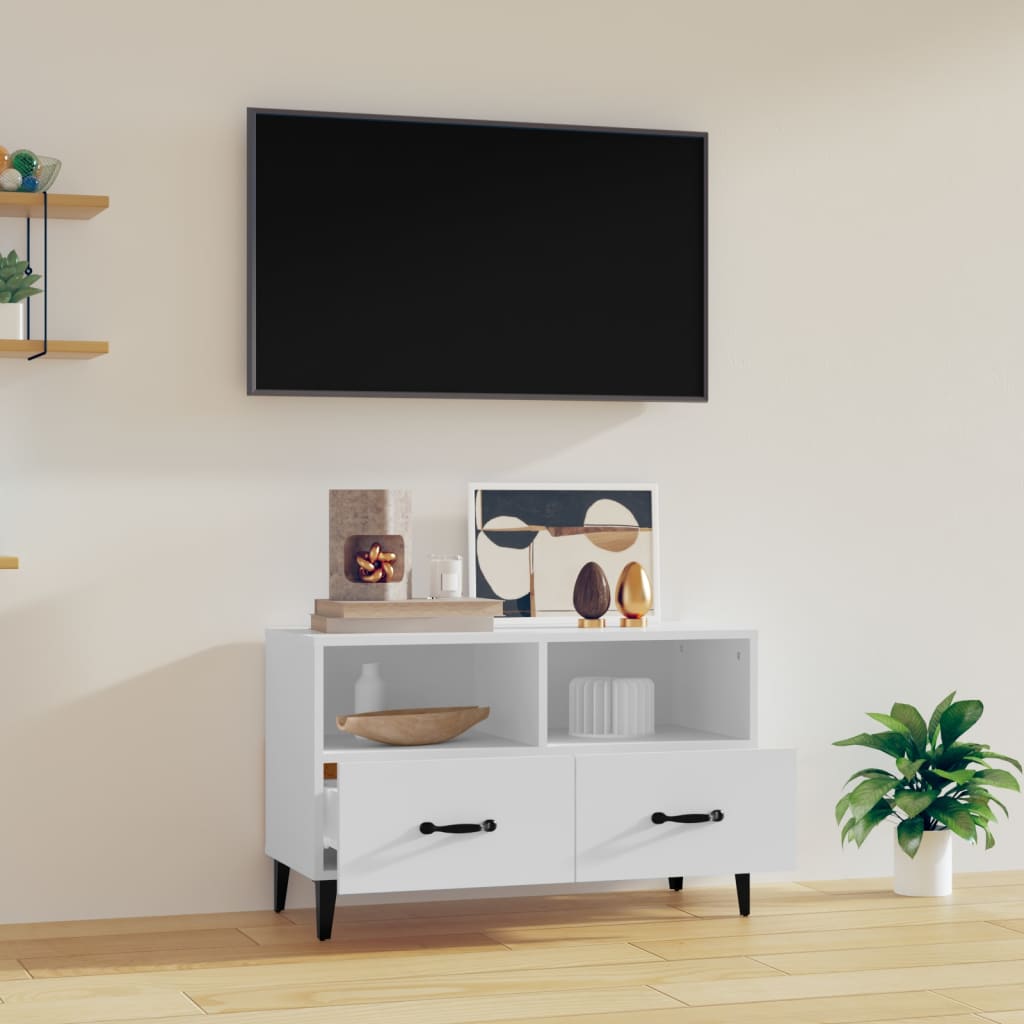 TV-taso valkoinen 80x36x50 cm tekninen puu - Sisustajankoti.fi
