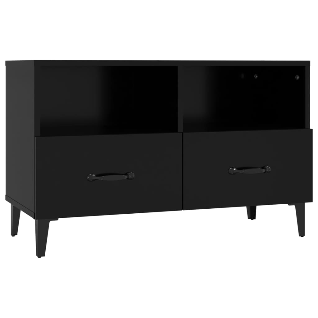 TV-taso musta 80x36x50 cm tekninen puu - Sisustajankoti.fi