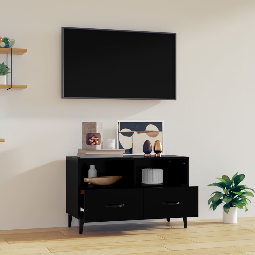 TV-taso musta 80x36x50 cm tekninen puu - Sisustajankoti.fi