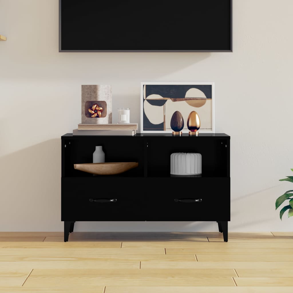 TV-taso musta 80x36x50 cm tekninen puu - Sisustajankoti.fi