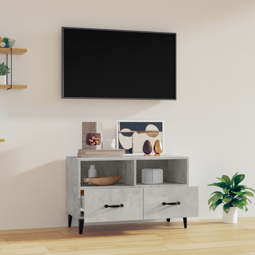 TV-taso betoninharmaa 80x36x50 cm tekninen puu - Sisustajankoti.fi