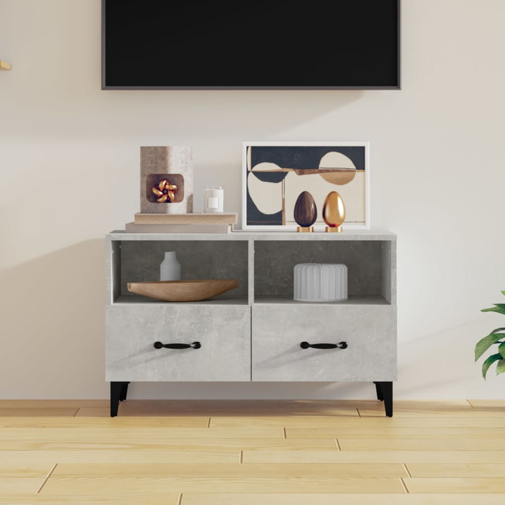 TV-taso betoninharmaa 80x36x50 cm tekninen puu - Sisustajankoti.fi