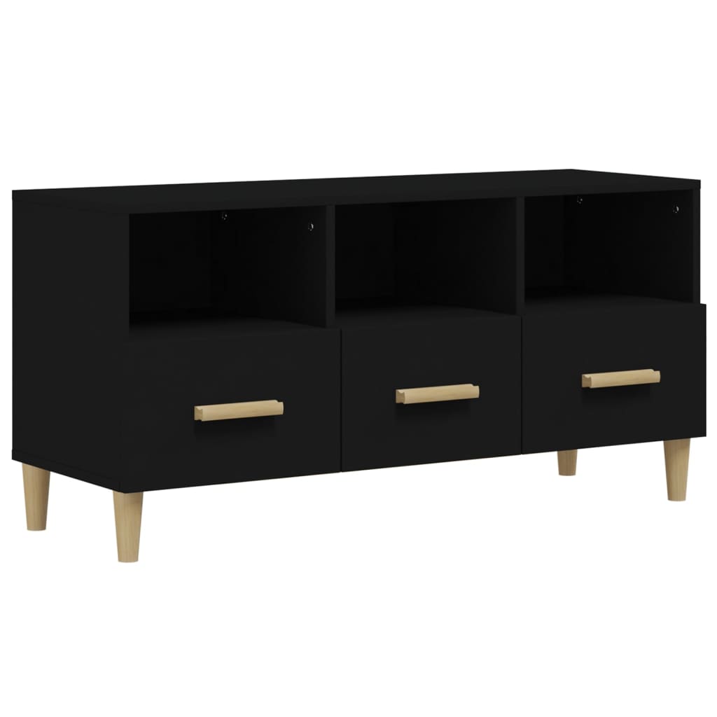 TV-taso musta 102x36x50 cm tekninen puu - Sisustajankoti.fi