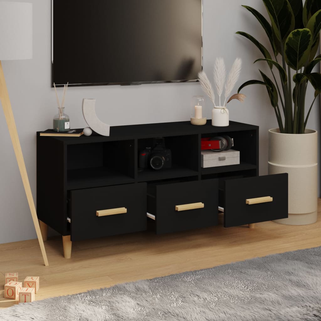 TV-taso musta 102x36x50 cm tekninen puu - Sisustajankoti.fi