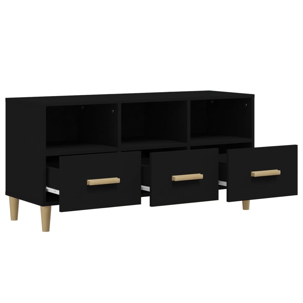 TV-taso musta 102x36x50 cm tekninen puu - Sisustajankoti.fi