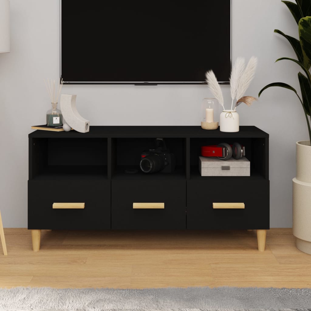 TV-taso musta 102x36x50 cm tekninen puu - Sisustajankoti.fi