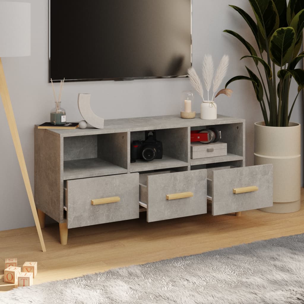 TV-taso betoninharmaa 102x36x50 cm tekninen puu - Sisustajankoti.fi