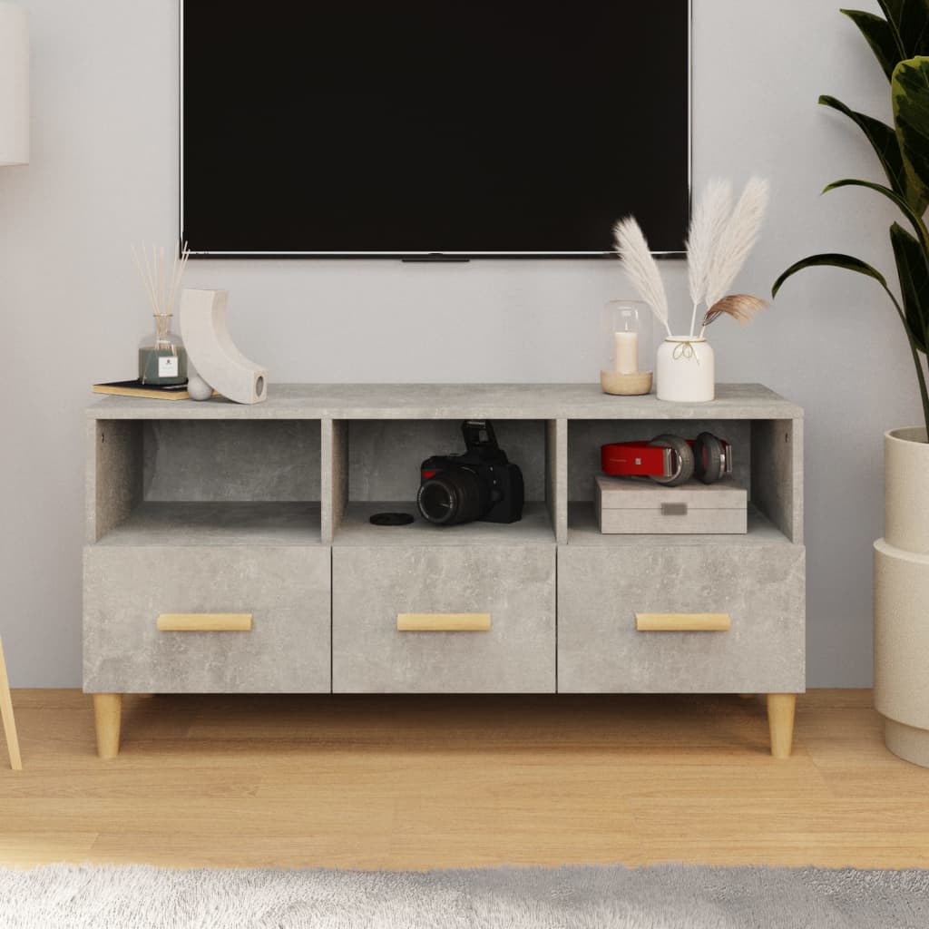 TV-taso betoninharmaa 102x36x50 cm tekninen puu - Sisustajankoti.fi