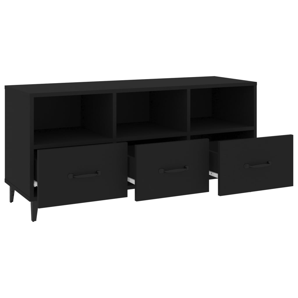 TV-taso musta 102x35x50 cm tekninen puu - Sisustajankoti.fi