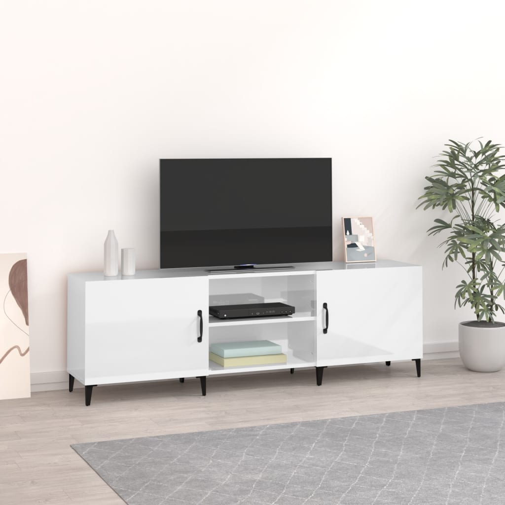 TV-taso korkeakiilto valkoinen 150x30x50 cm tekninen puu - Sisustajankoti.fi