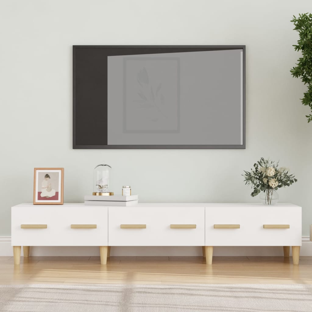 TV-taso valkoinen 150x34,5x30 cm tekninen puu - Sisustajankoti.fi