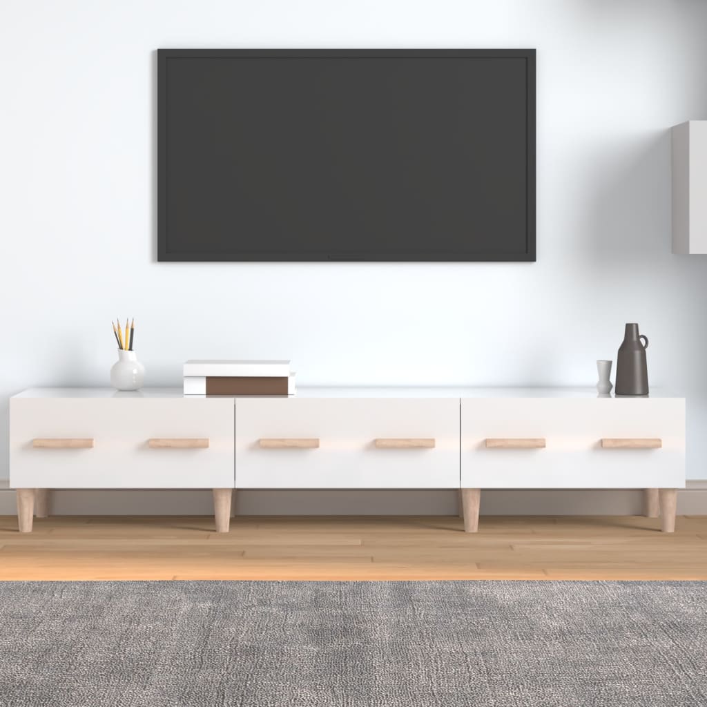 TV-taso korkeakiilto valkoinen 150x34,5x30 cm tekninen puu - Sisustajankoti.fi