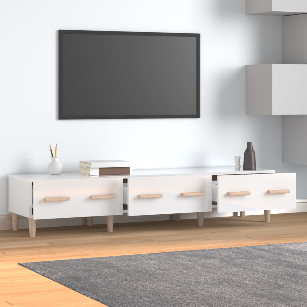 TV-taso korkeakiilto valkoinen 150x34,5x30 cm tekninen puu - Sisustajankoti.fi